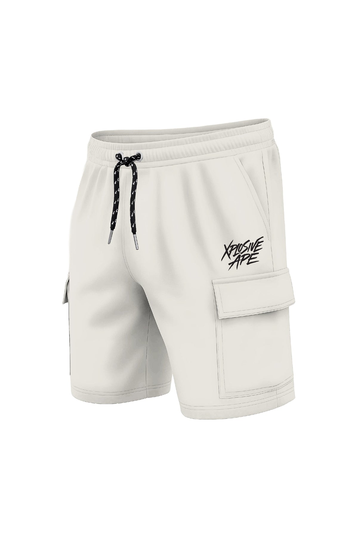 XAPE Classic Brush Script Cargo Shorts - Cream
