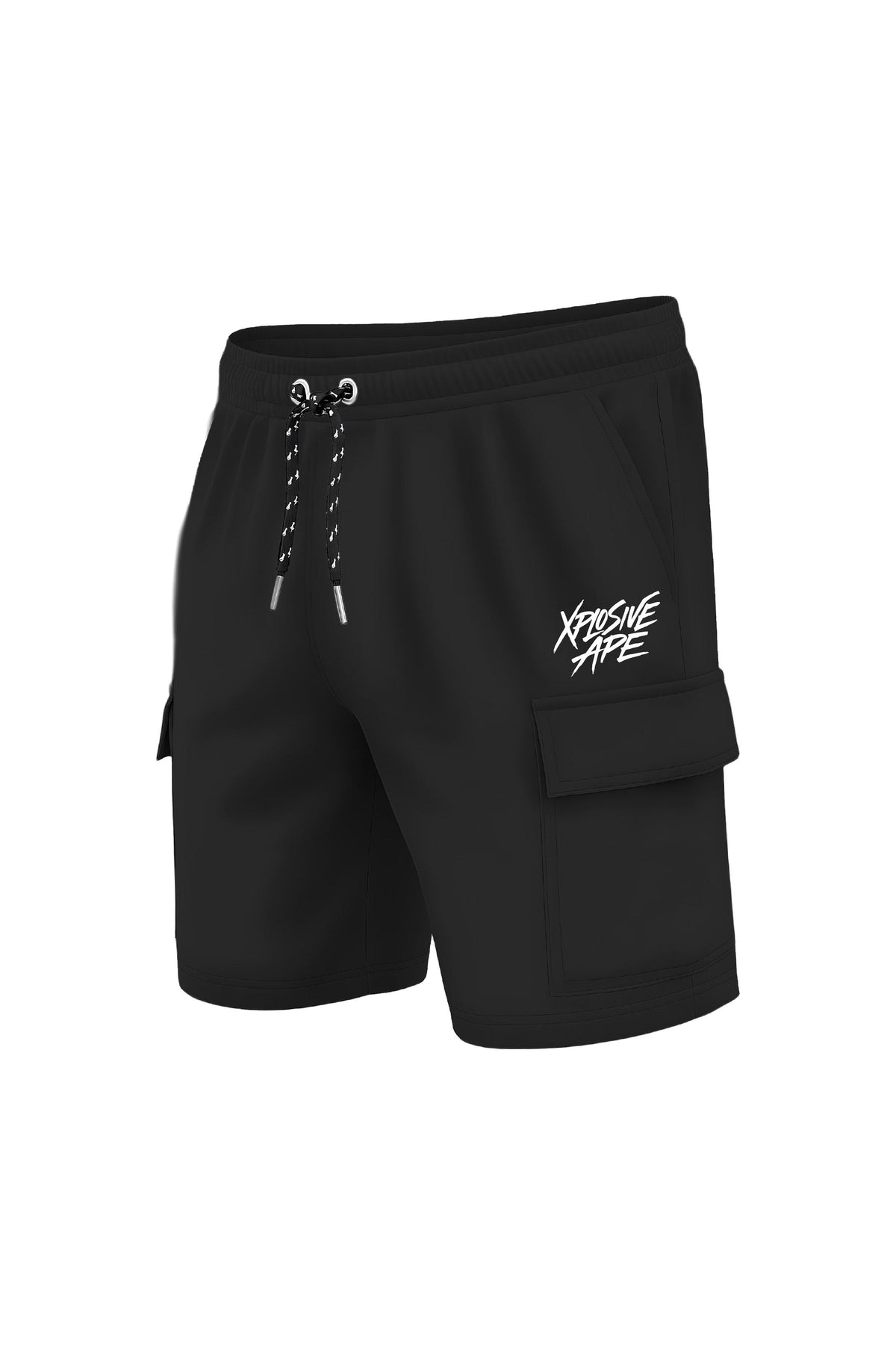 XAPE Classic Brush Script Cargo Shorts - Black