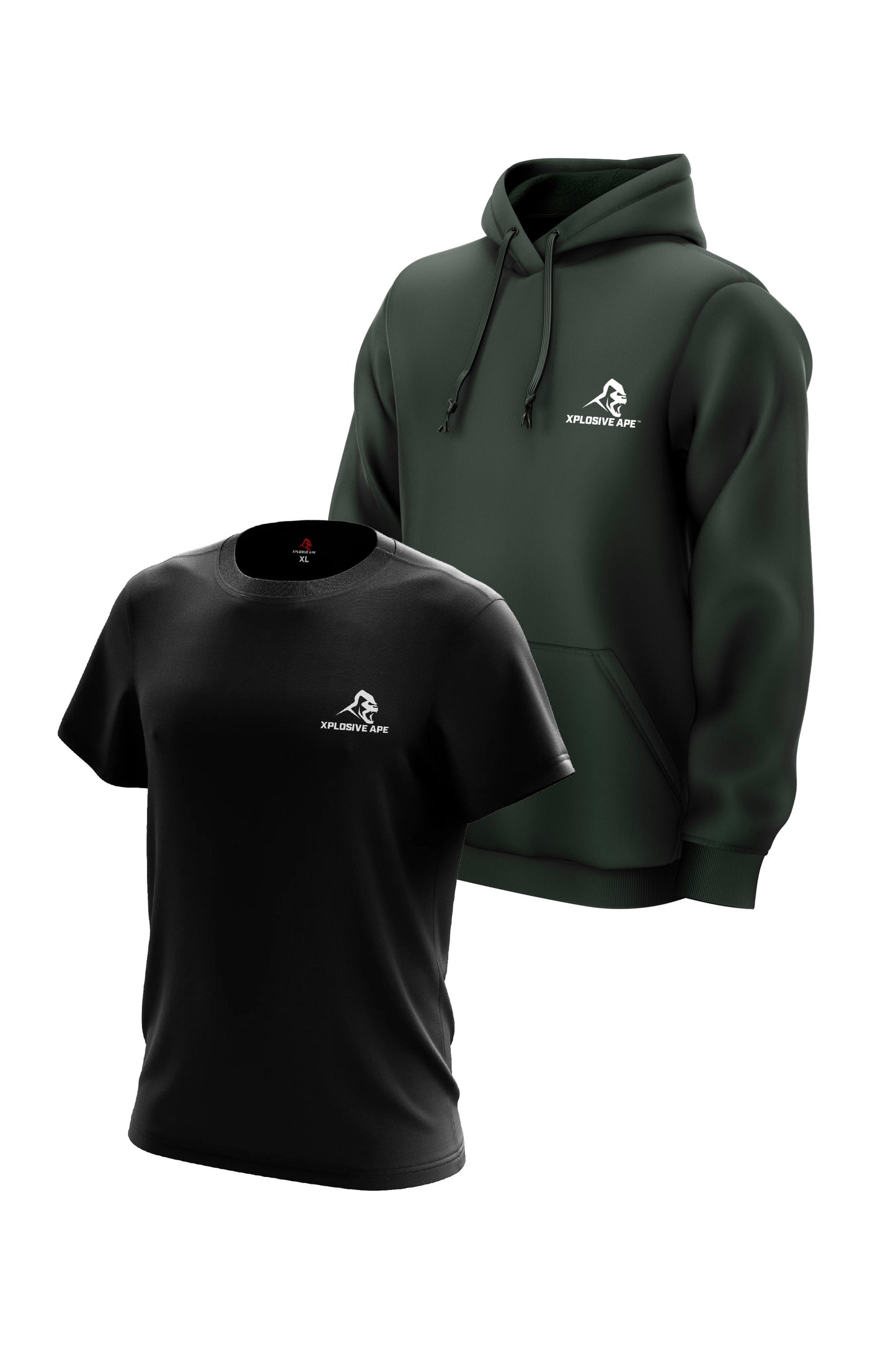 XAPE Essential Tee & Classic Hoodie Combo - Black/Military Green
