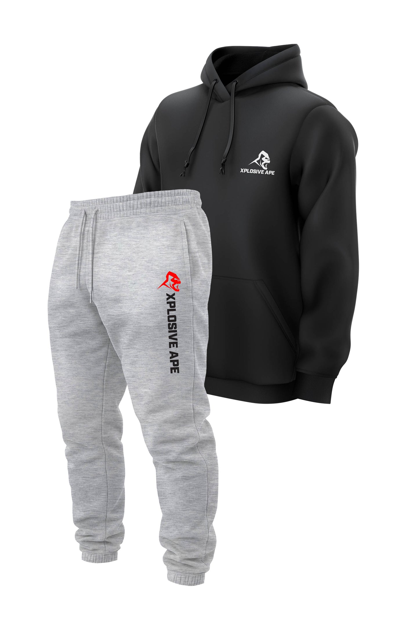 XAPE Classic String Hoodie & Originals V2 Joggers Combo - Black/Ash Grey