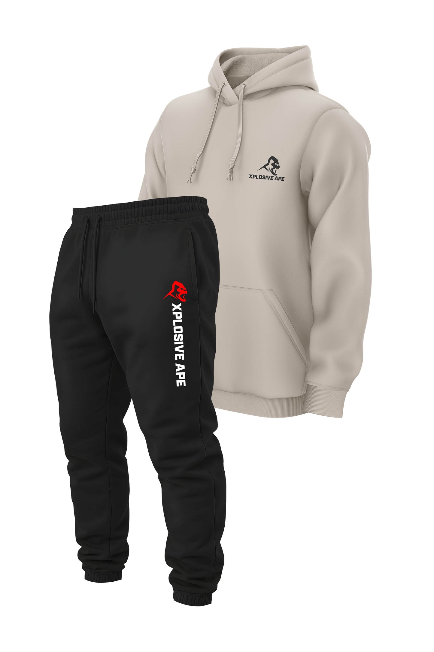 XAPE Classic String Hoodie & Originals V2 Joggers Combo - Sand/Black