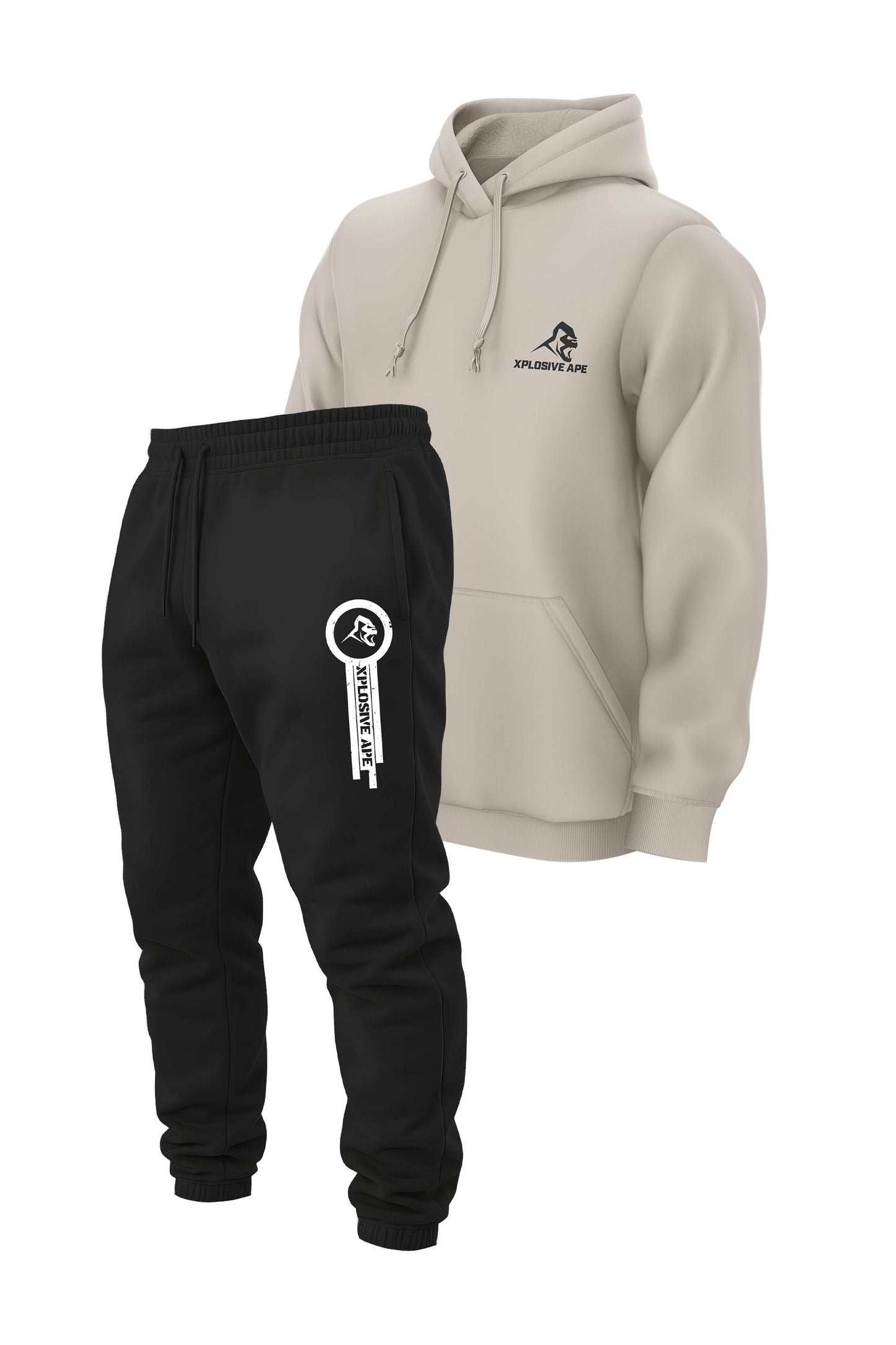 XAPE Classic String Hoodie & Panelled V2 Joggers Combo - Sand/Black
