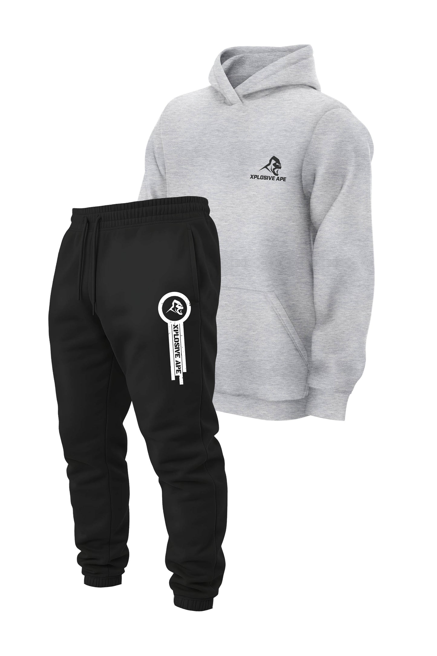 XAPE Classic Hoodie & Panelled V2 Joggers Combo - Sports Grey/Black