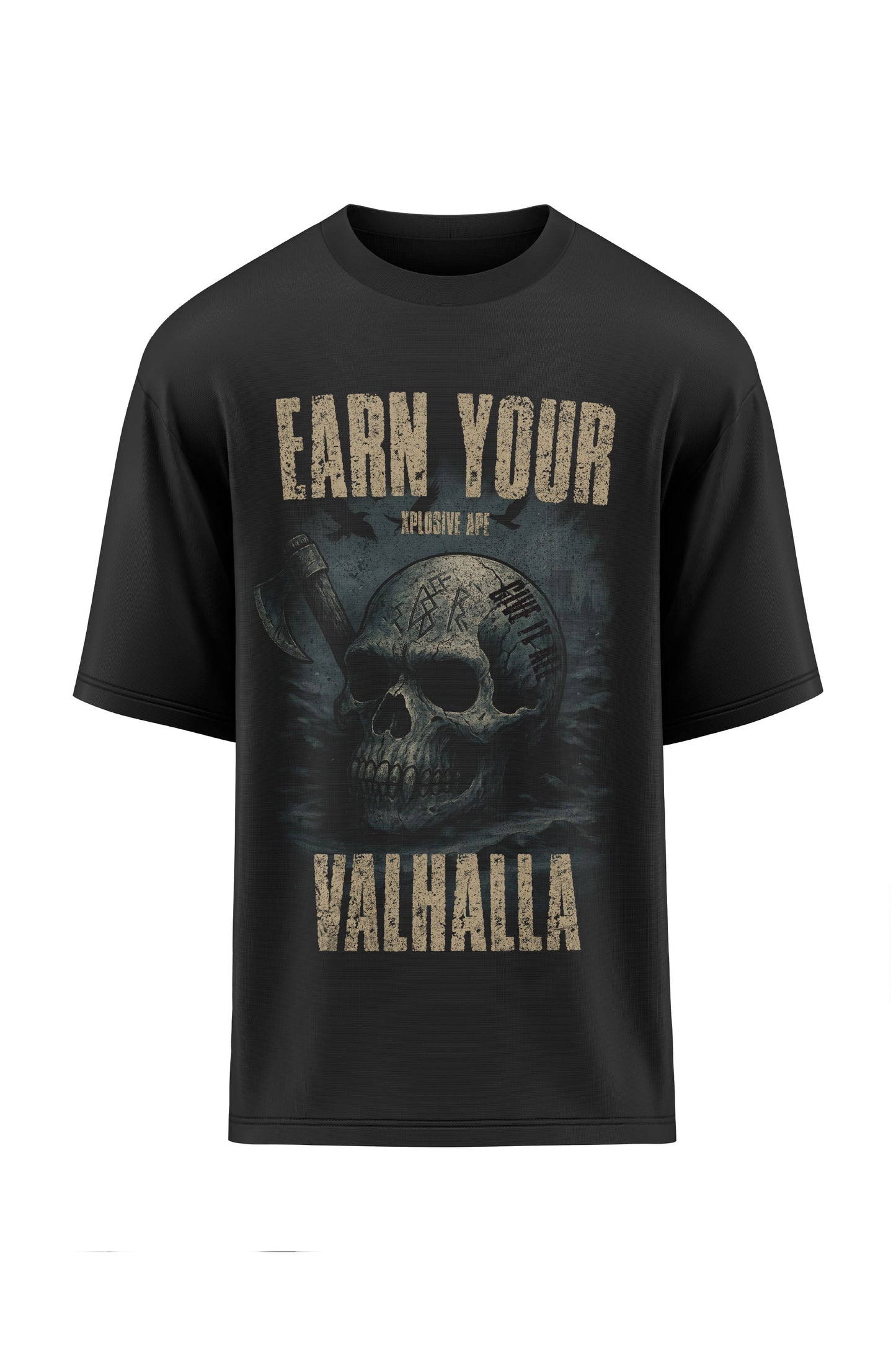 XAPE Earn Your Valhalla Oversized Tee - Black