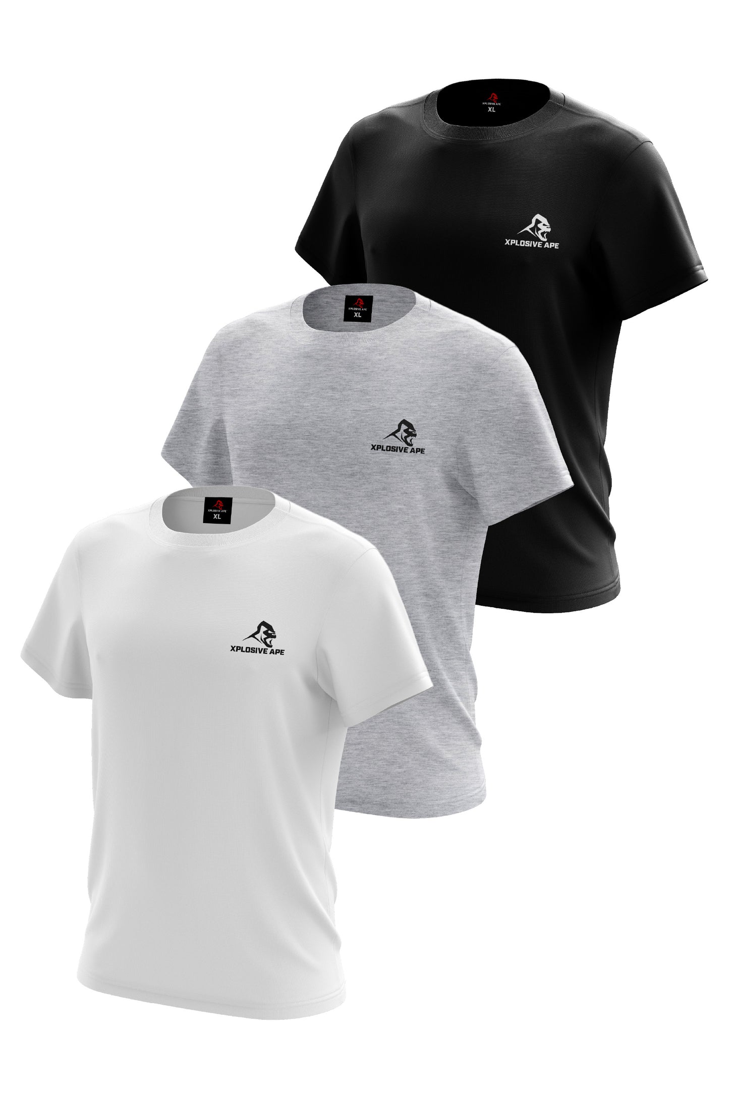 XAPE Essential 3 Tees Pack - White/Sports Grey/Black