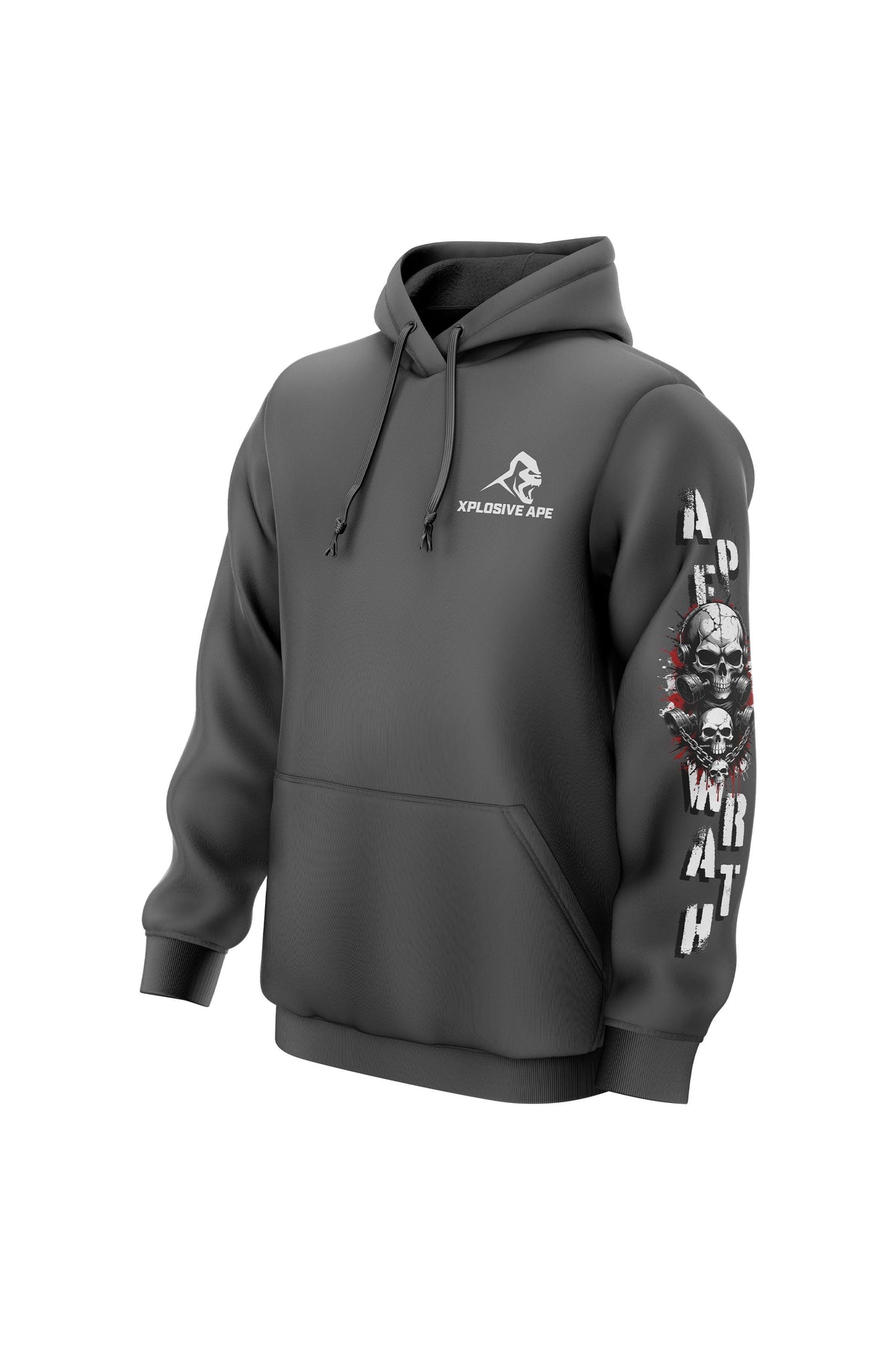 XAPE Iron Skull String Hoodie - Charcoal