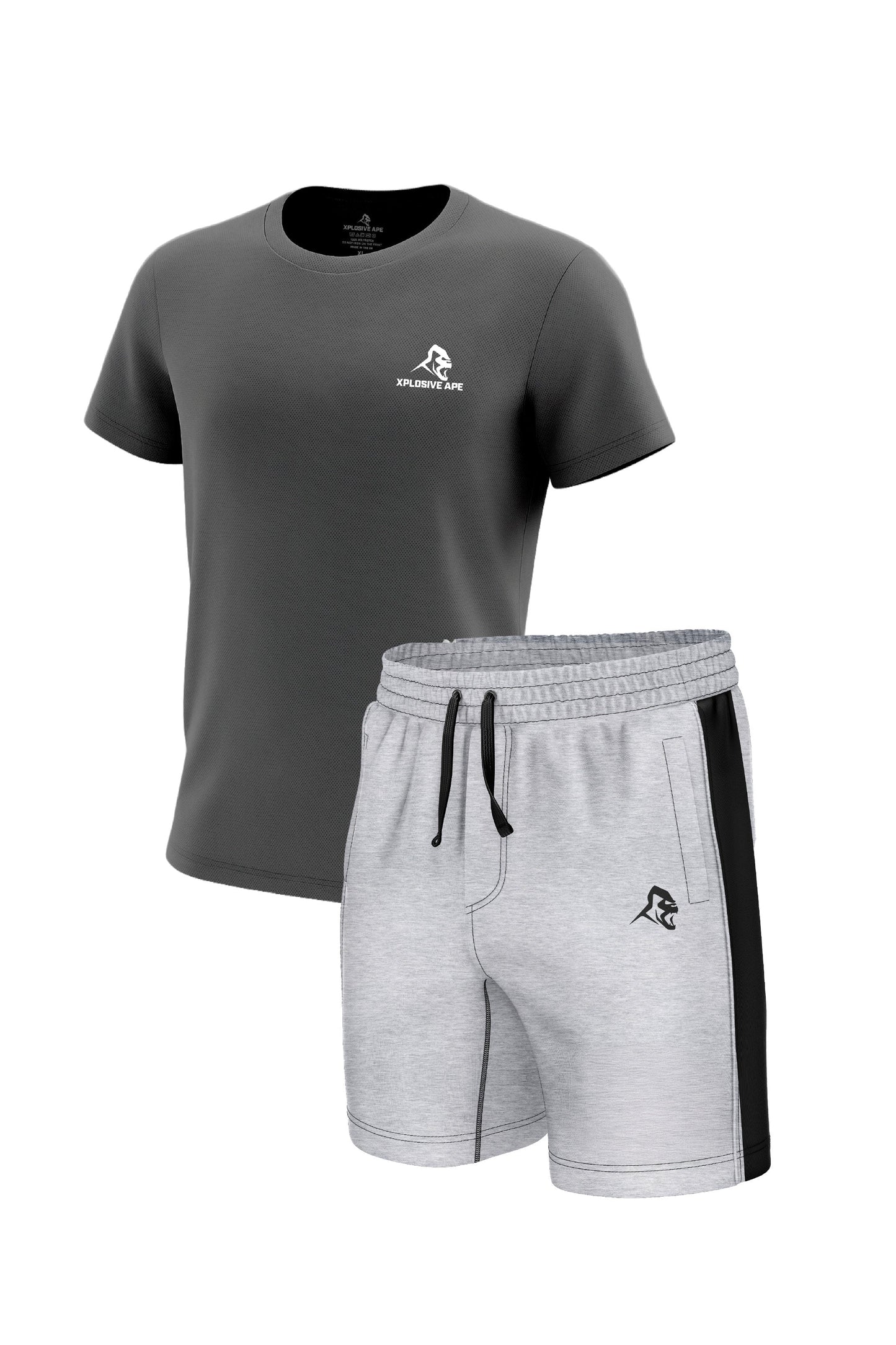 XAPE Prime Tech Tee & Apex Shorts Combo - Charcoal/Grey
