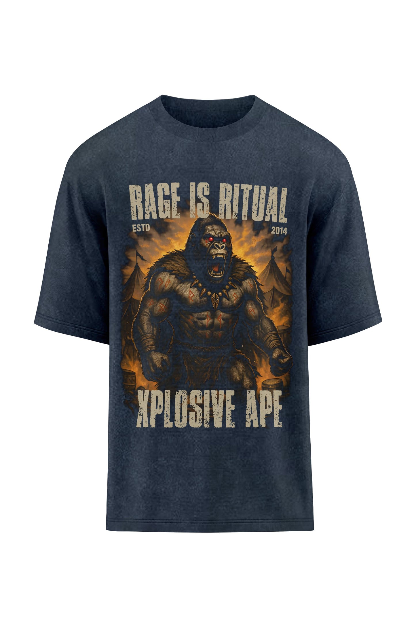 XAPE Rage Ritual Oversized Tee - Acid Wash Black
