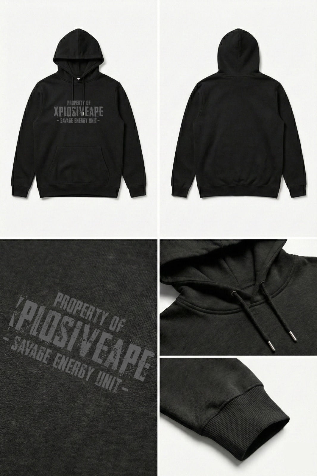 XAPE Savage Energy Unit String Hoodie - Black