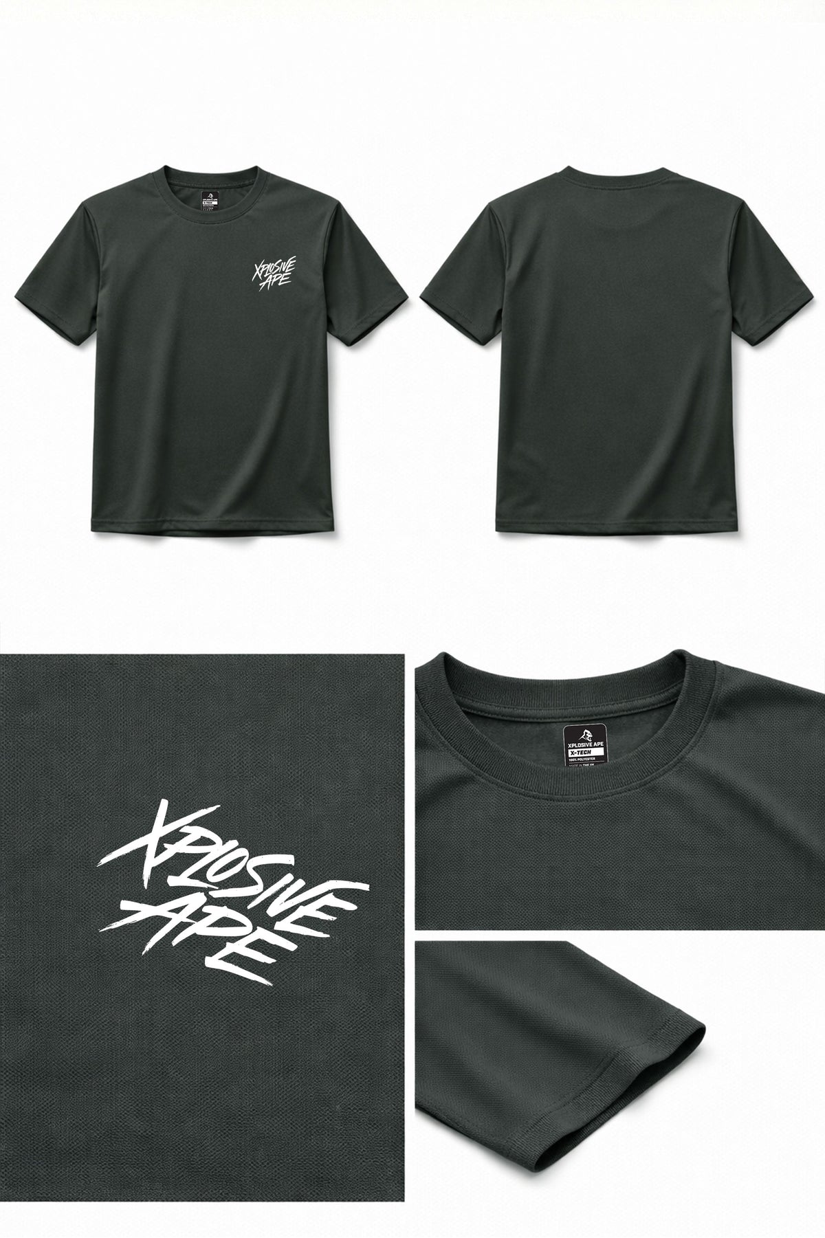 XAPE Classic Brush Script X Tech Tee - Forest Green