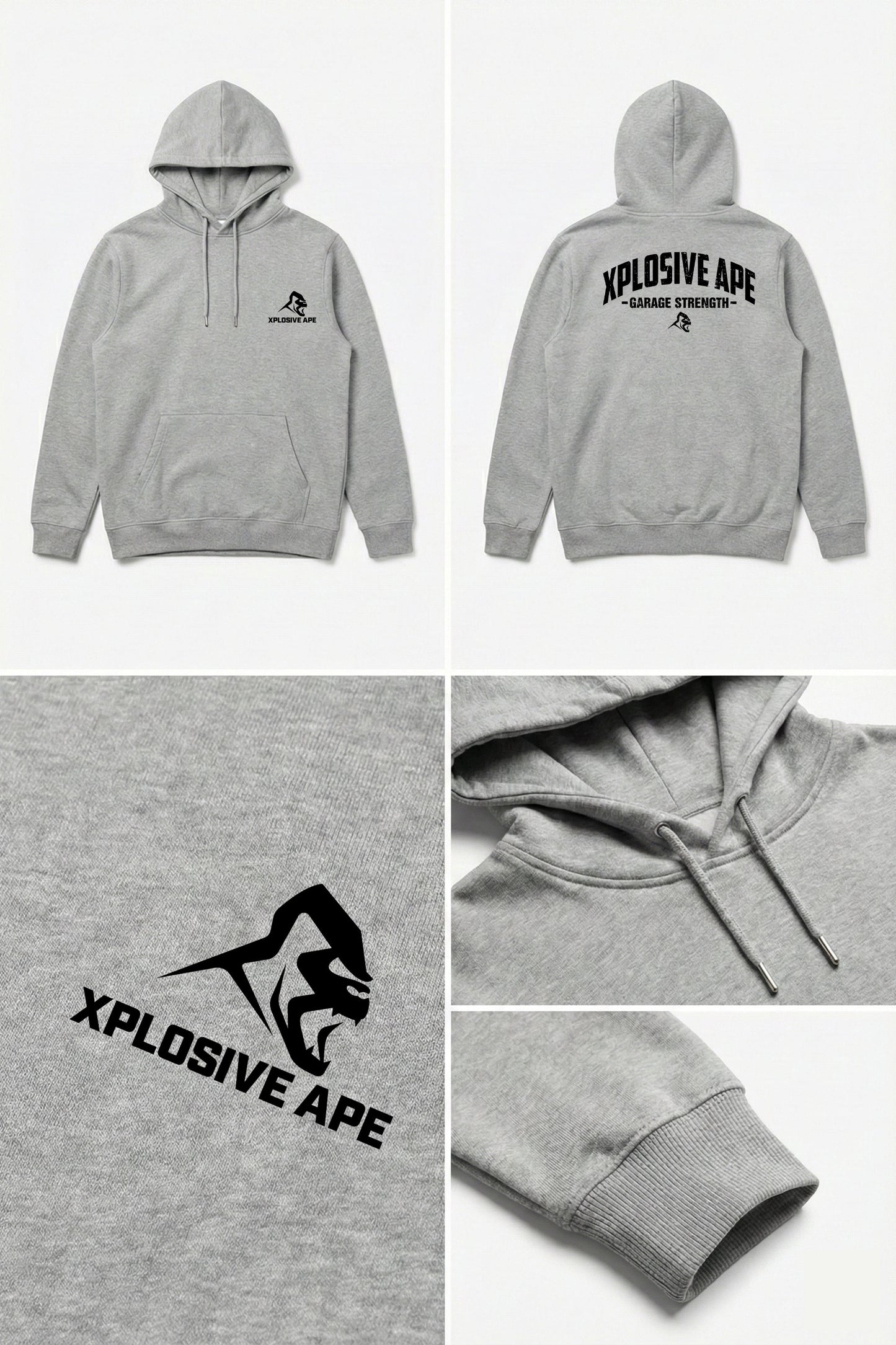 XAPE Garage Strength V2 String Hoodie - Sports Grey