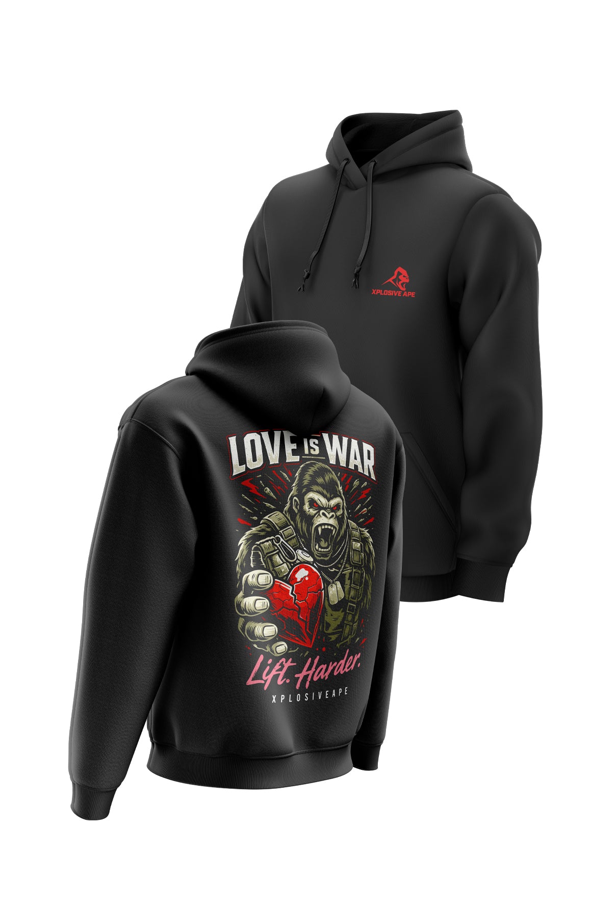 XAPE Love & War String Hoodie - Black