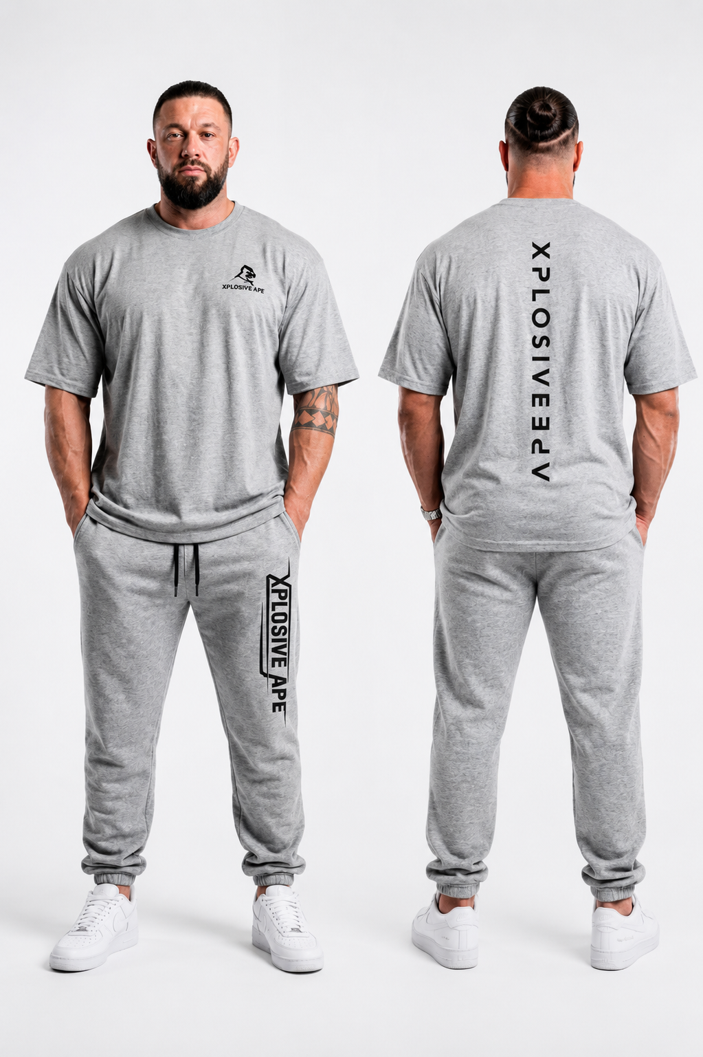XAPE Futuristic Tee & Strike Joggers Combo - Sports Grey