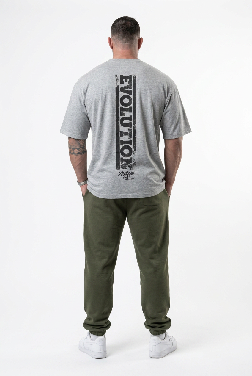 XAPE Evolution Tee & Stacked Joggers Combo - Sports Grey/Khaki