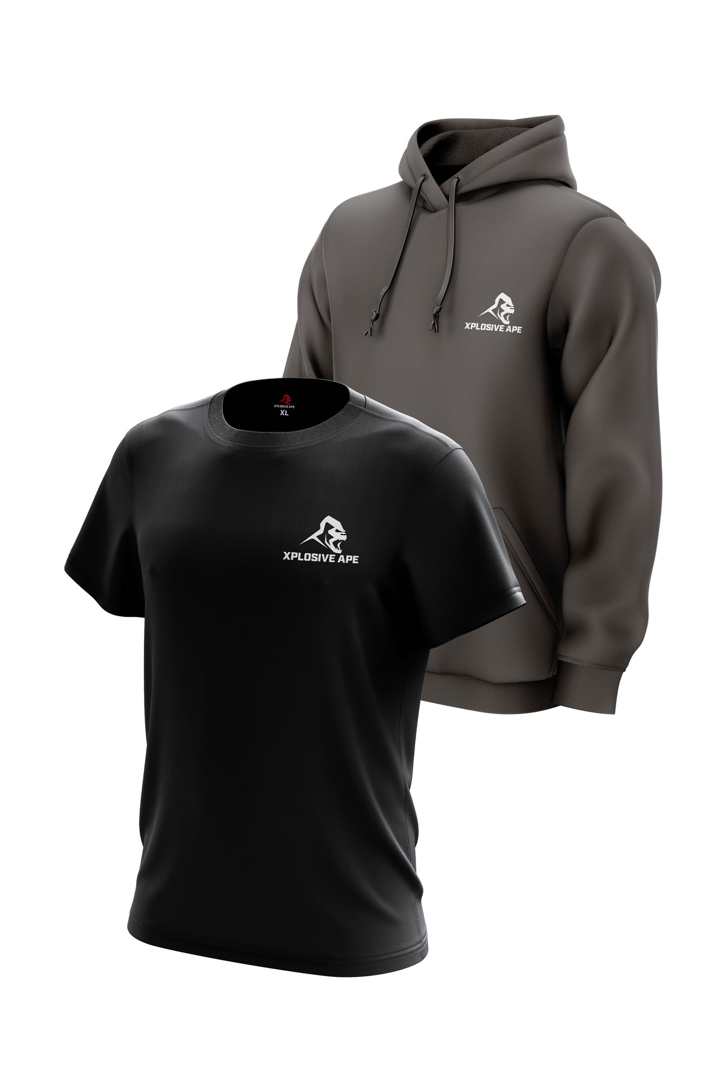 XAPE Classic String Hoodie & Logo V2 Tee Combo - Charcoal/Black