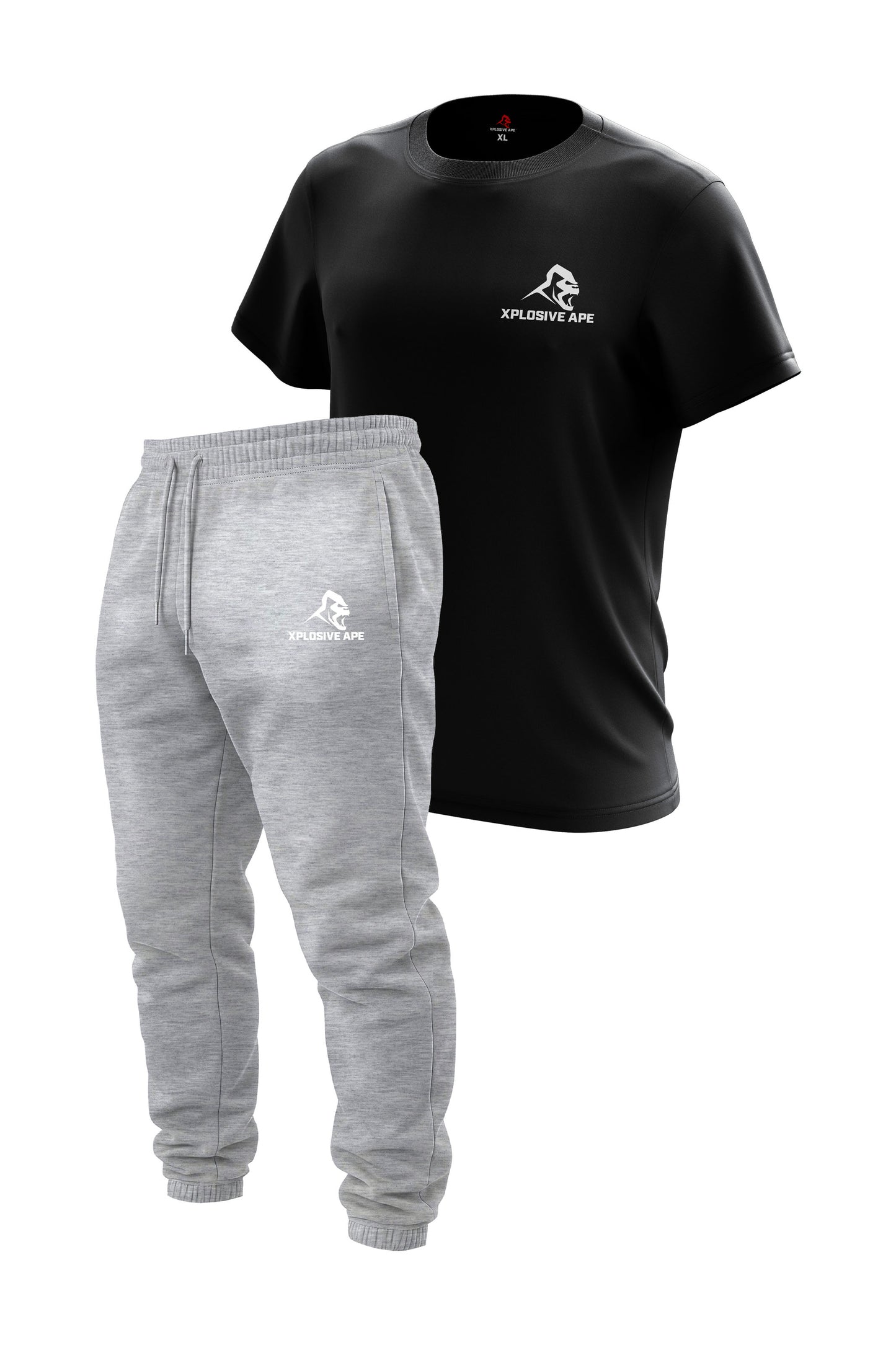 XAPE Prime Logo V2 Joggers & Classic Logo Tee Combo - Sports Grey/Black