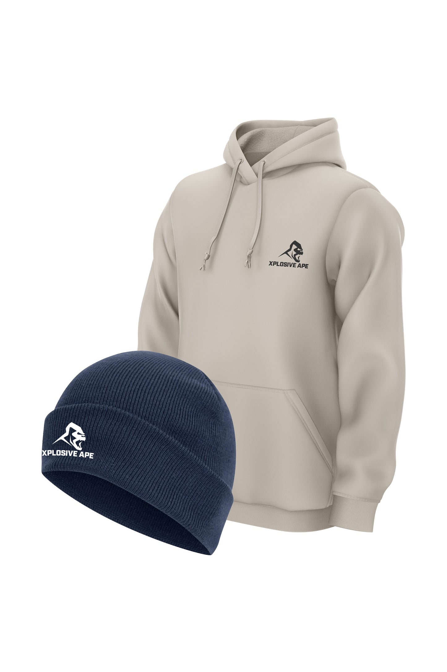 XAPE Classic String Hoodie & Prime Beanie - Sand/Navy