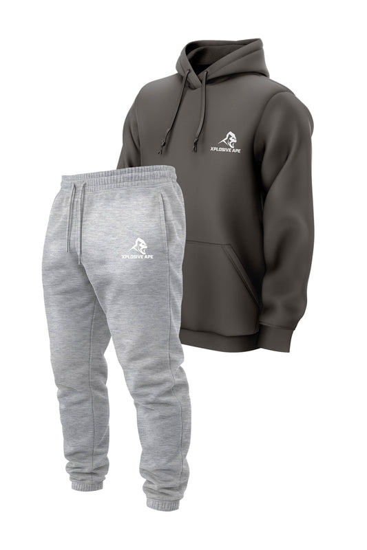 XAPE Classic String Hoodie & Classic Logo Joggers Combo - Charcoal/Ash Grey