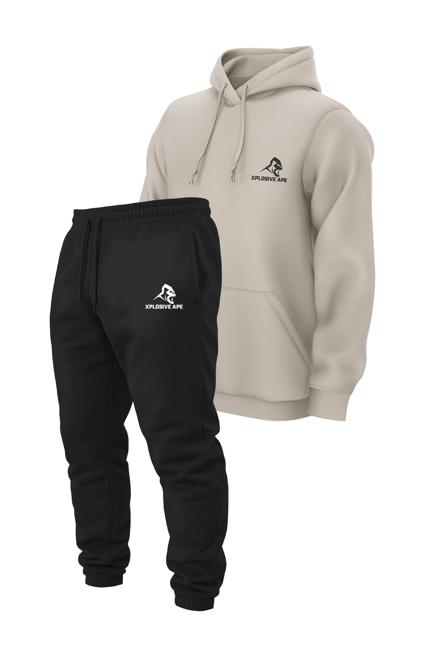 XAPE Classic String Hoodie & Classic Logo Joggers Combo - Sand/Black