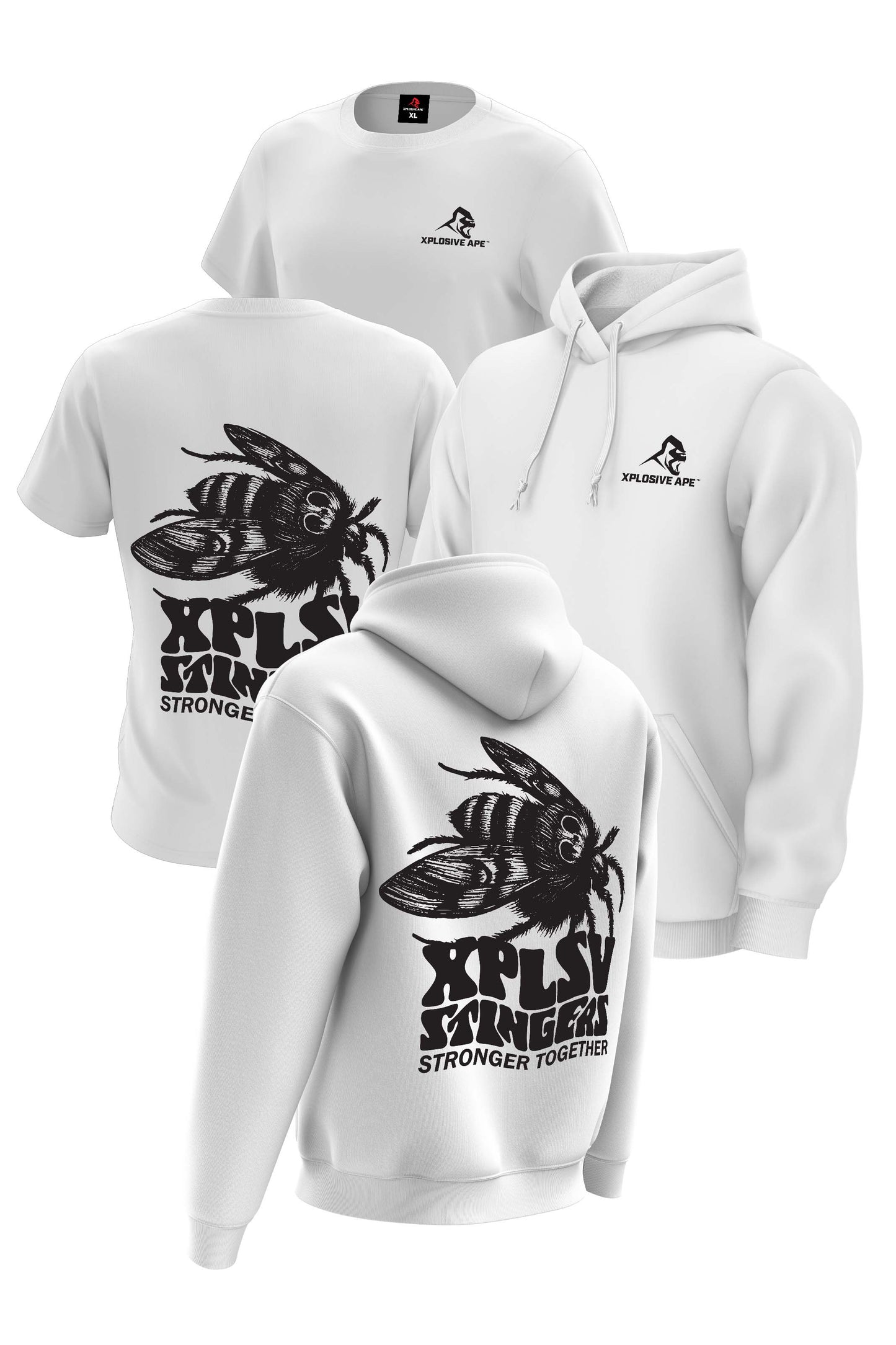 XAPE Stingers Hoodie & Tee Combo - White