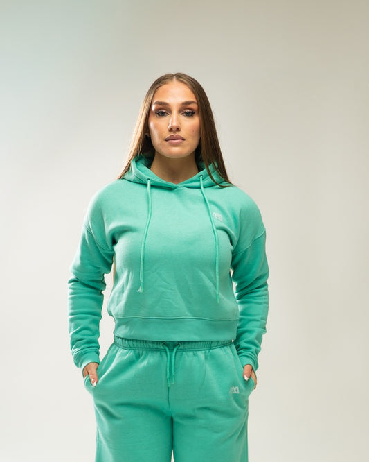 XAPE Core Logo Cropped String Hoodie - Deep Teal