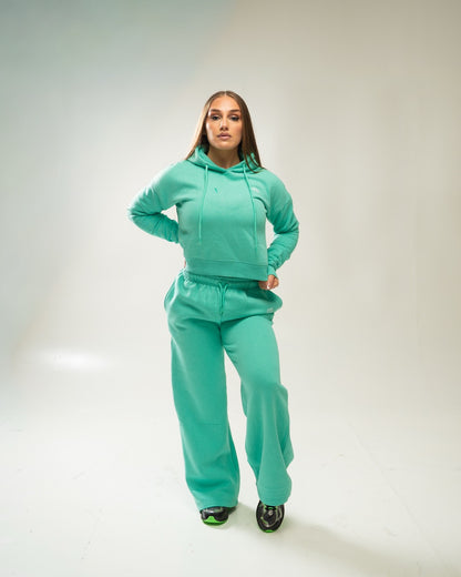 XAPE Core Logo Cropped String Hoodie - Deep Teal