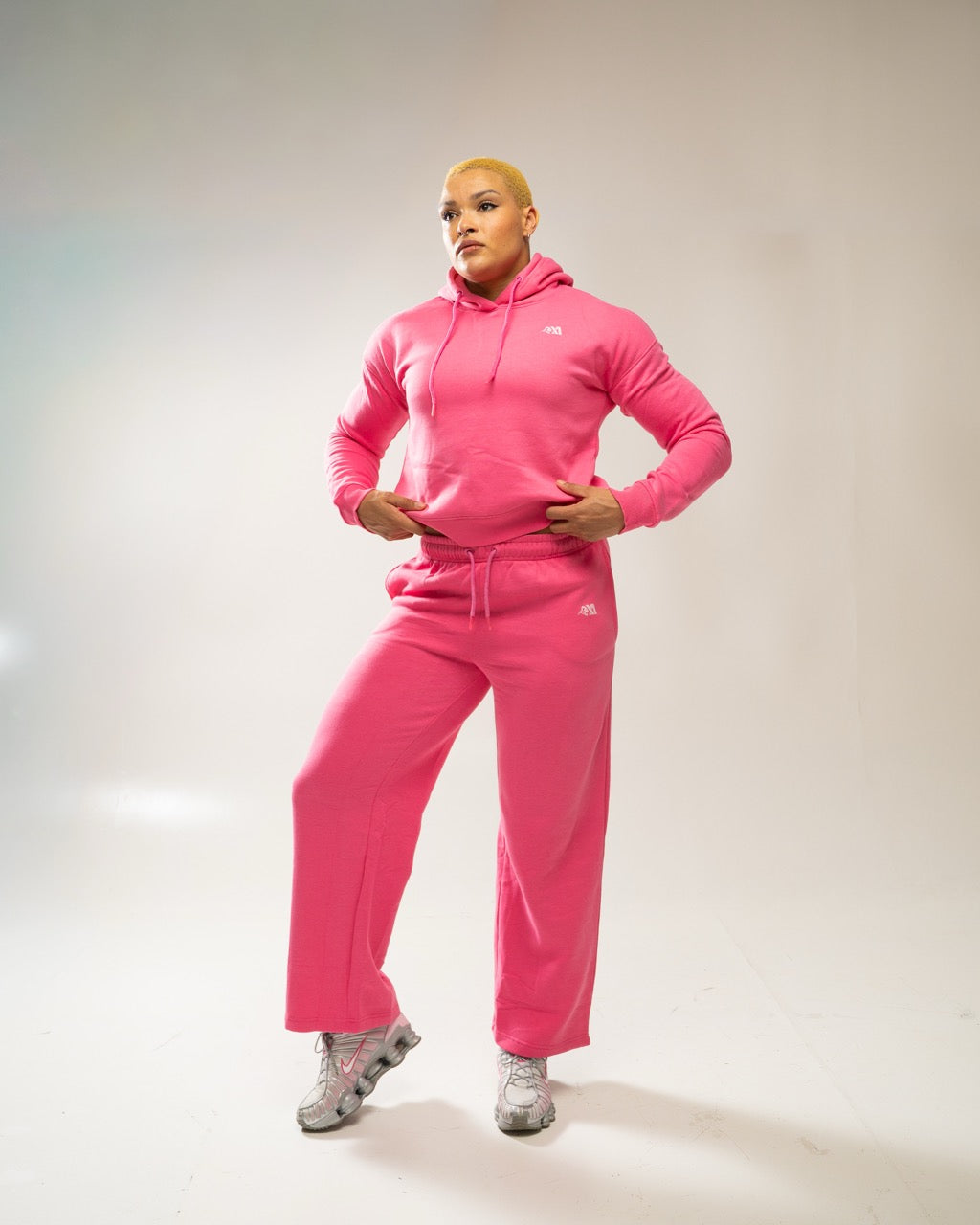 XAPE Core Logo Cropped String Hoodie - Dusty Pink