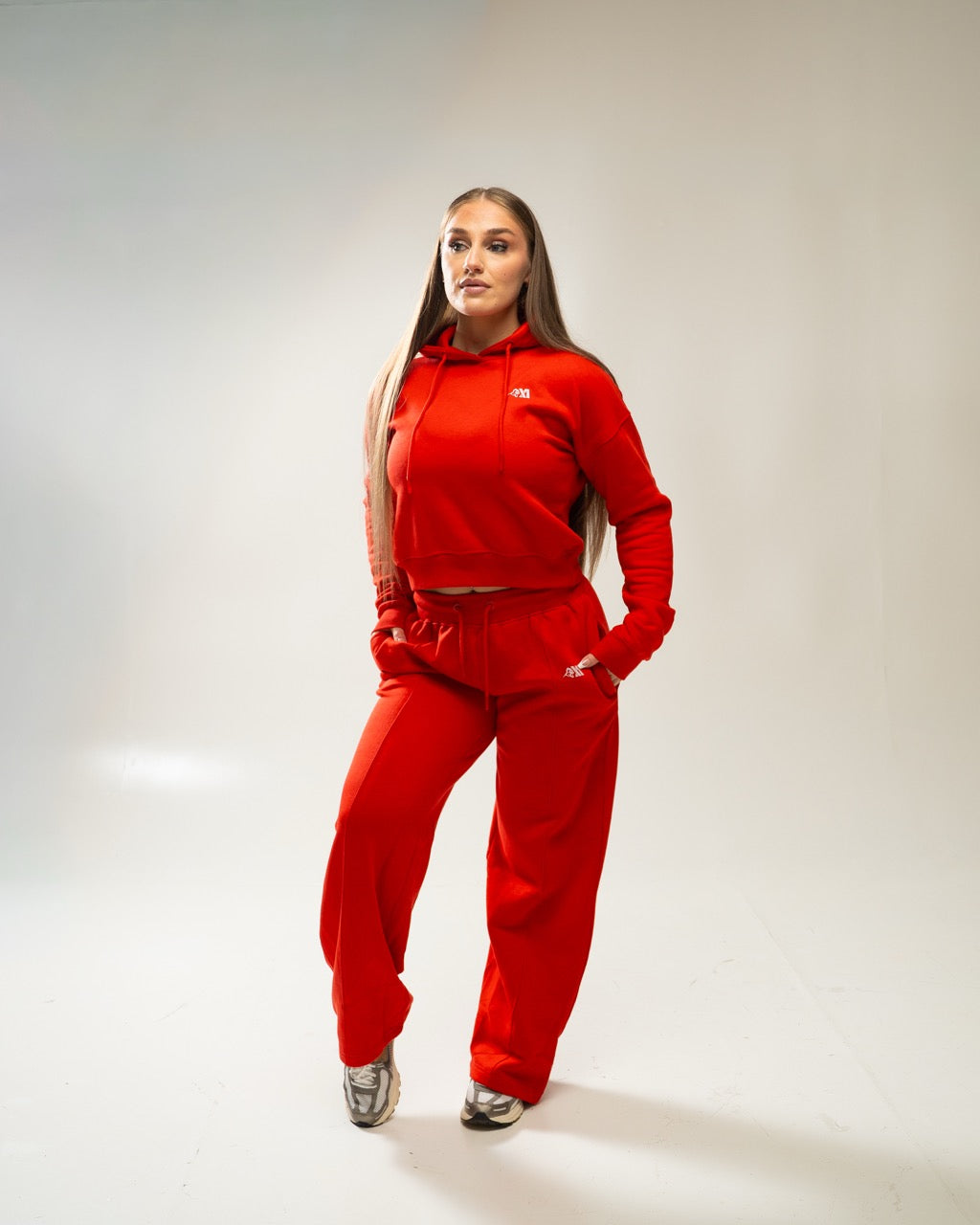 XAPE Core Logo Cropped String Hoodie - Red