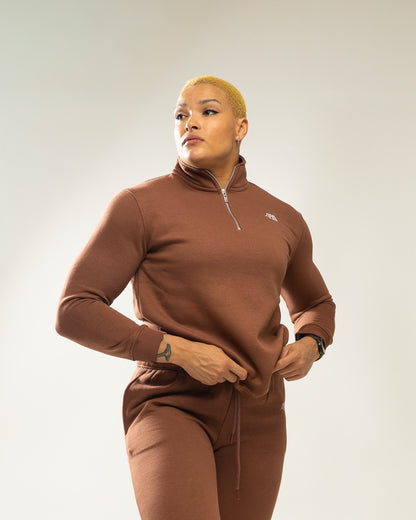 XAPE Core Logo Quarter Zip - Cocoa