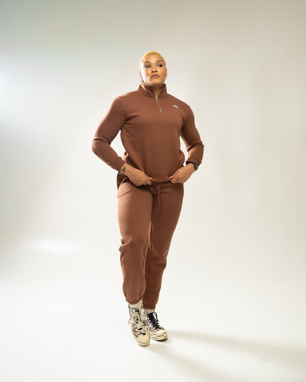 XAPE Core Logo Quarter Zip - Cocoa