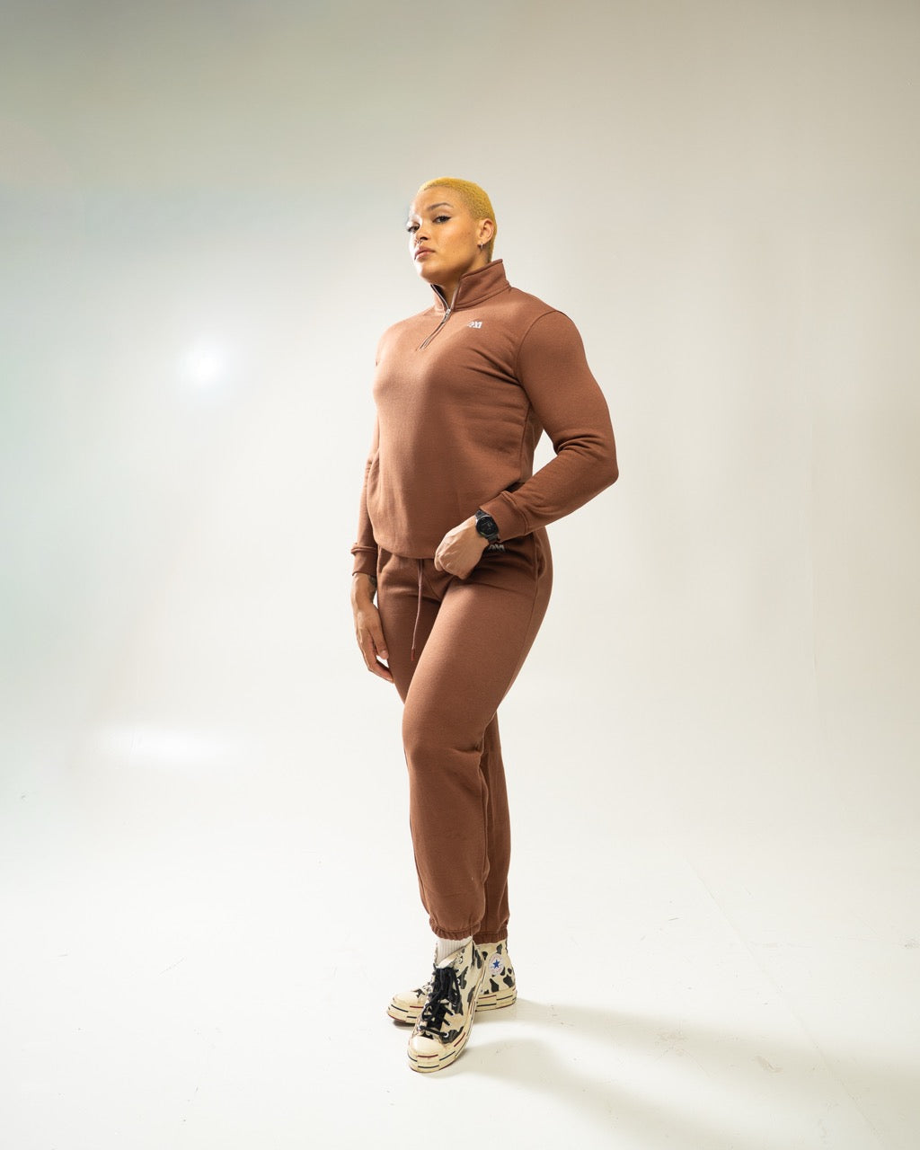 XAPE Core Logo Quarter Zip - Cocoa