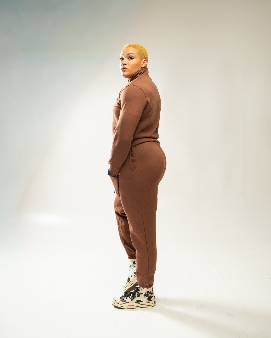 XAPE Core Logo Quarter Zip - Cocoa