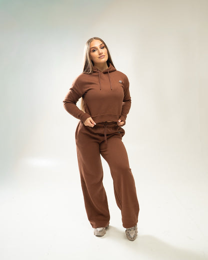 XAPE Core Logo Cropped String Hoodie - Cocoa