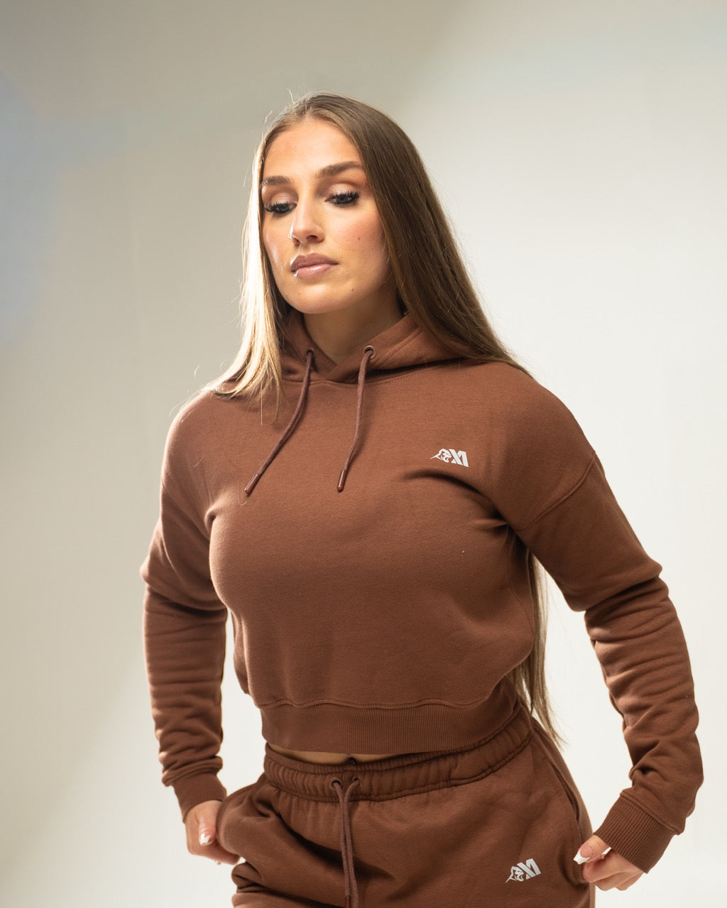 XAPE Core Logo Cropped String Hoodie - Cocoa