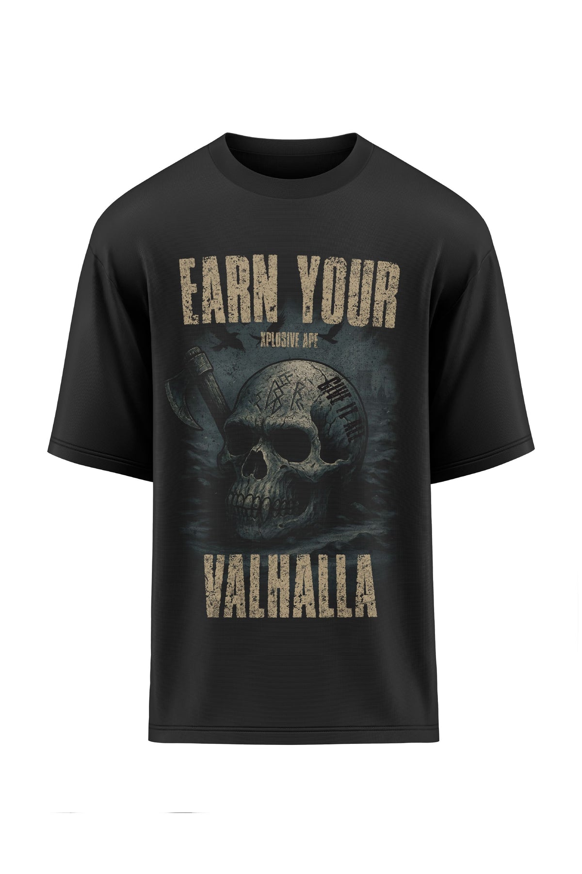 XAPE Earn Your Valhalla  Oversized Tee - Black