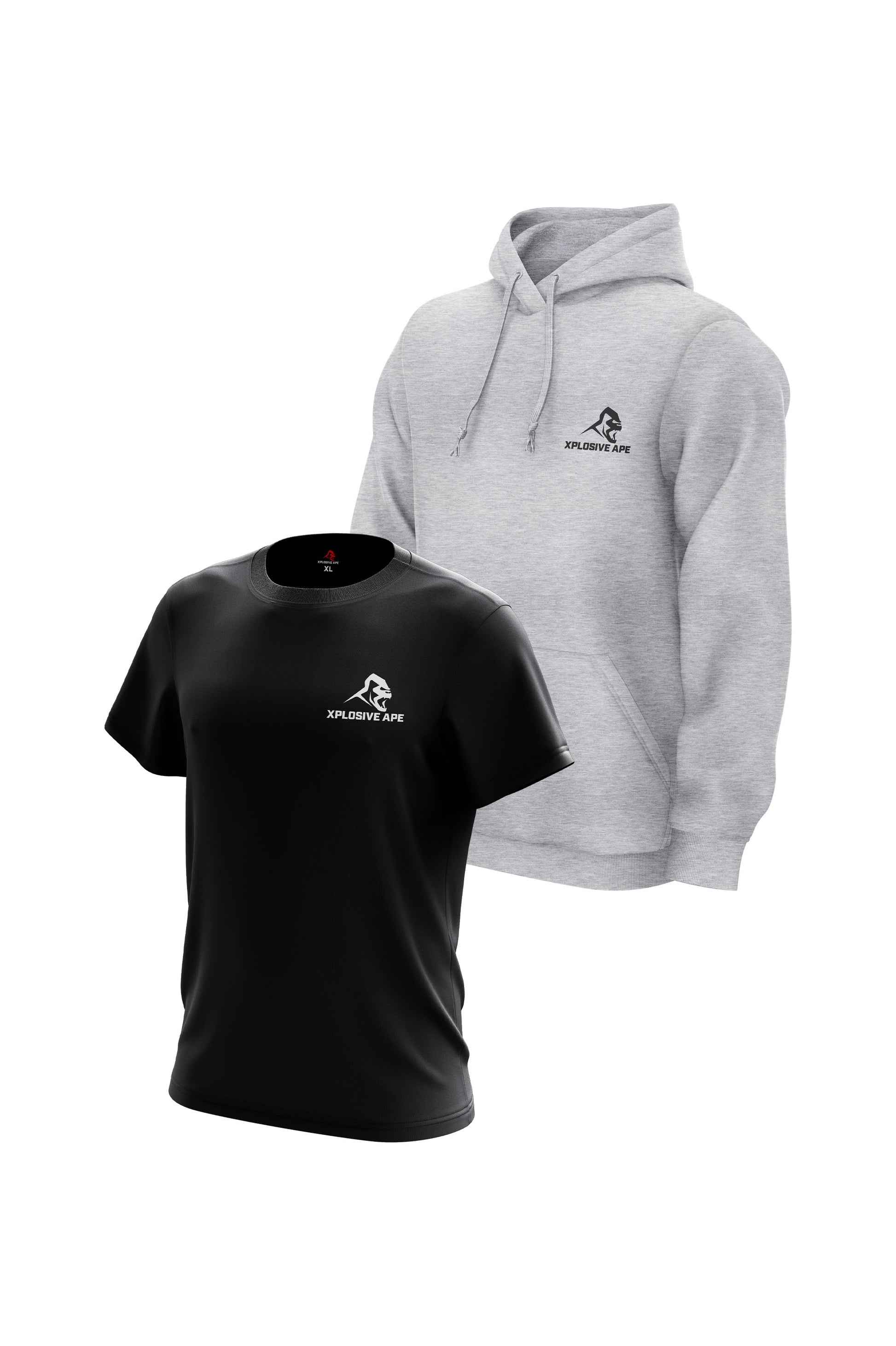 XAPE Essential Tee & Classic Hoodie Combo - Black/Sports Grey