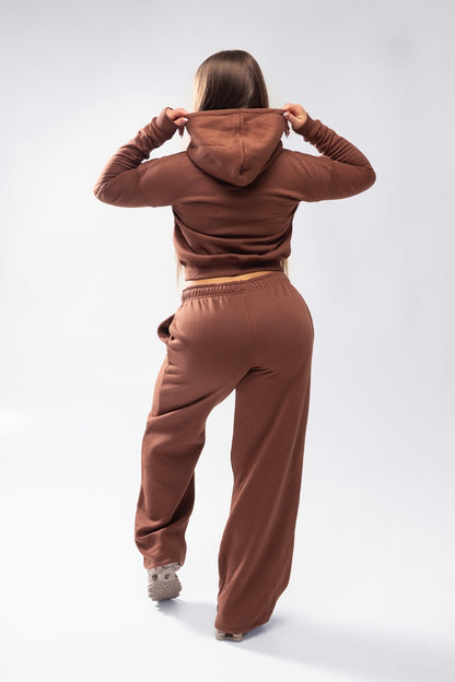 XAPE Core Logo Wide Leg Joggers - Cocoa