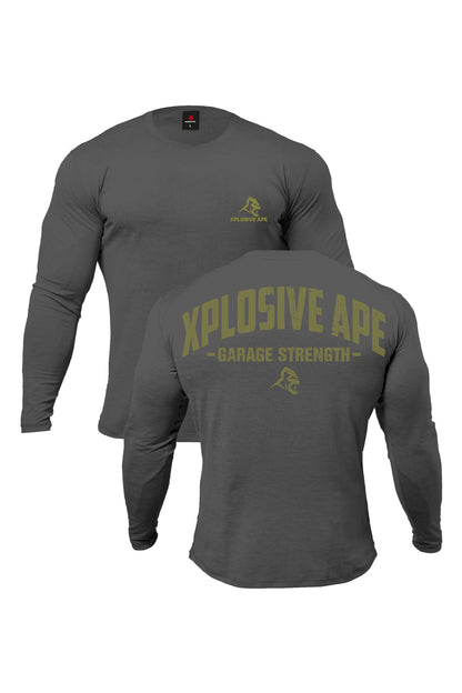 XAPE Garage Strength Long Sleeve Tee - Charcoal
