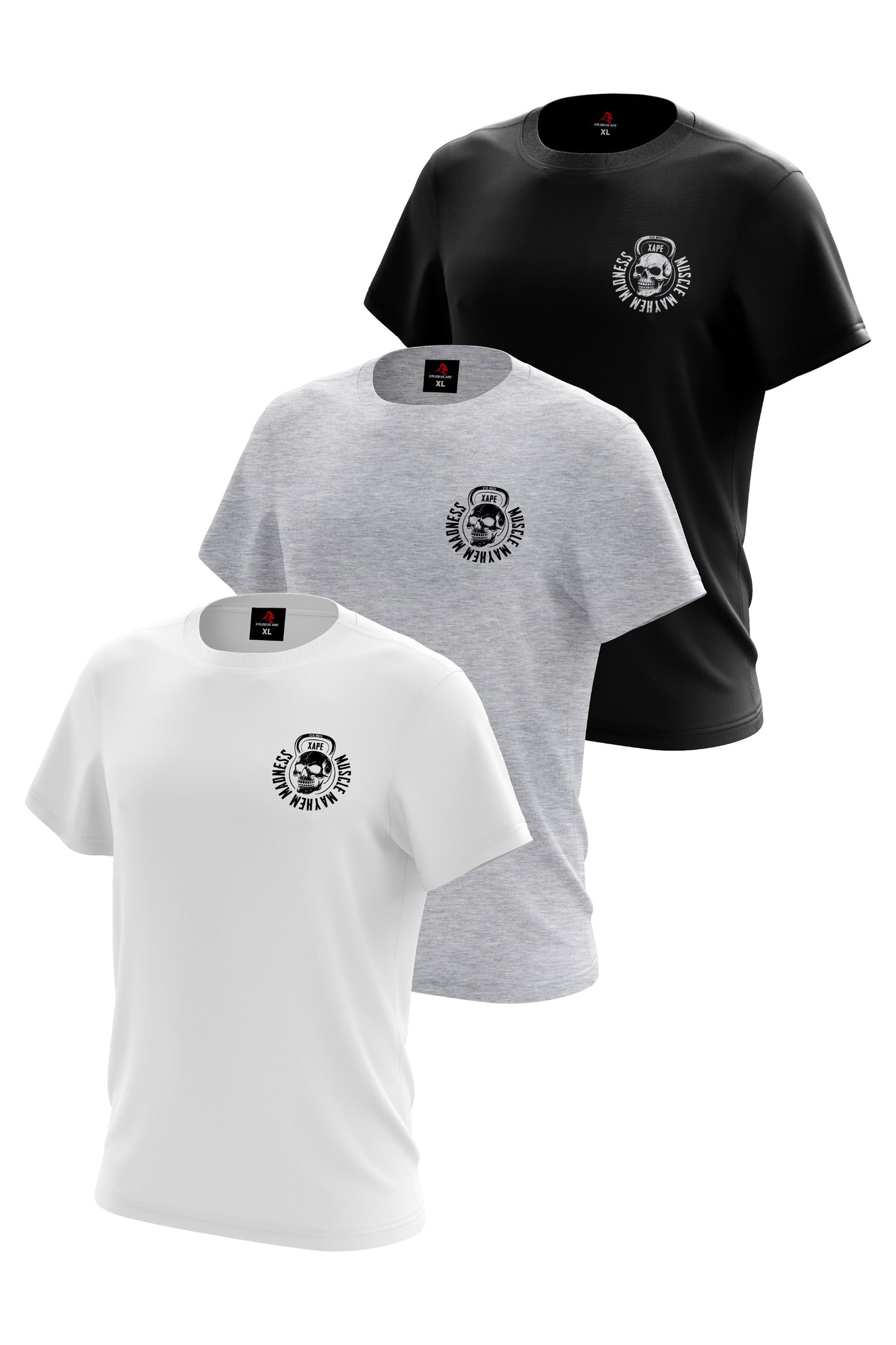 XAPE Hardwired 3 Tees Pack - White/Sports Grey/Black