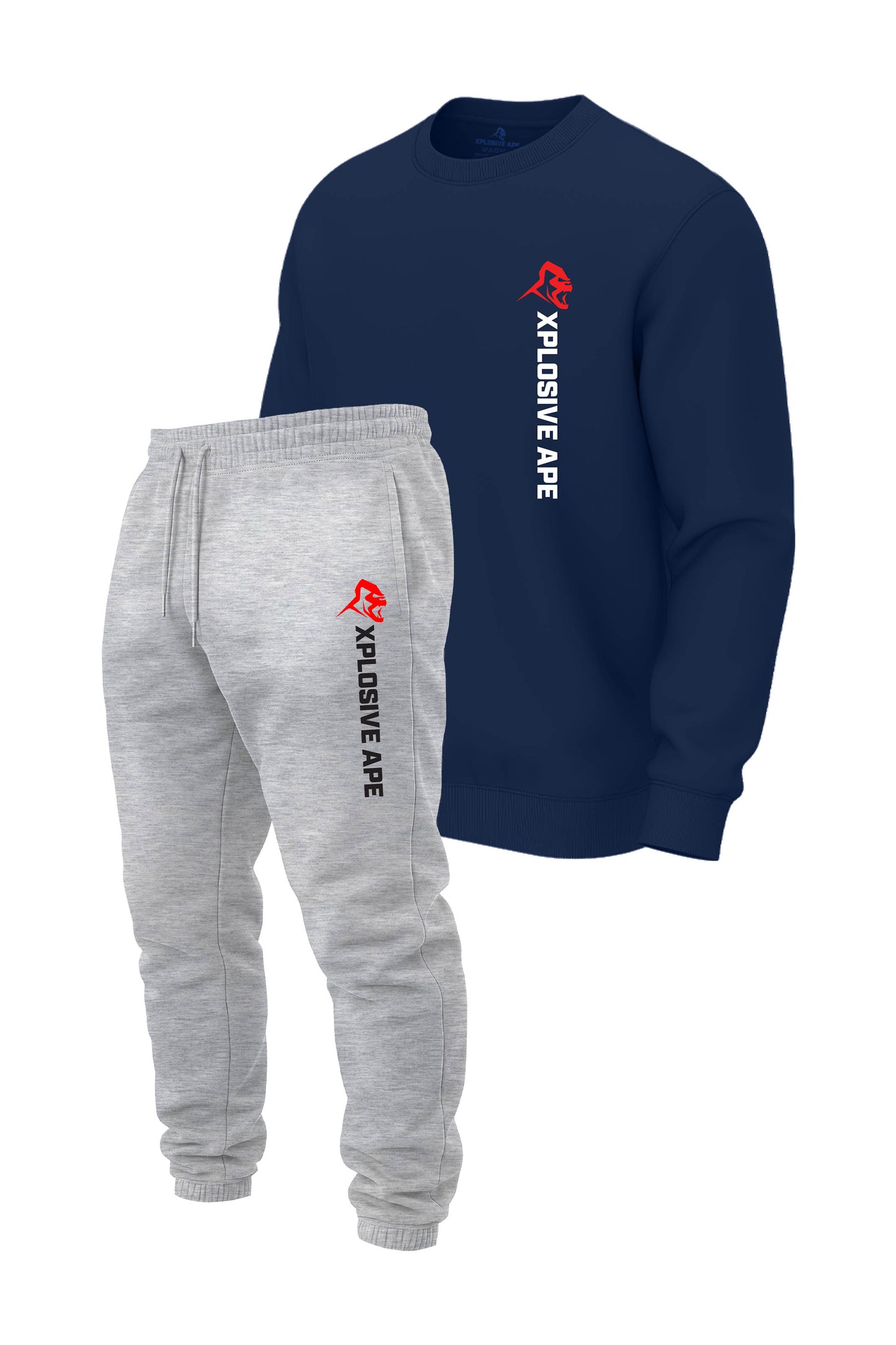 XAPE Originals Logo V2 Sweatshirt & Originals V2 Joggers Combo - Navy/Ash Grey