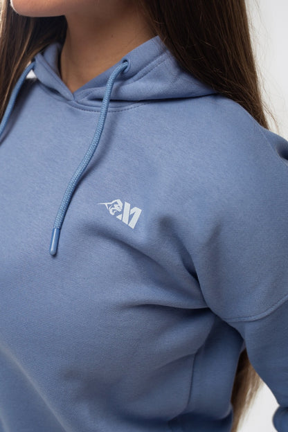 XAPE Core Logo Cropped String Hoodie - Slate Blue