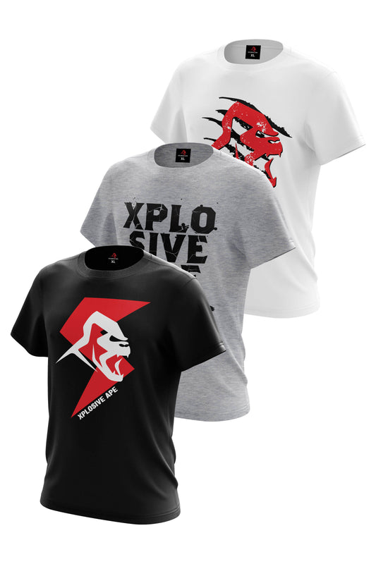 XAPE Slash 3 Tees Pack - White/Sports Grey/Black