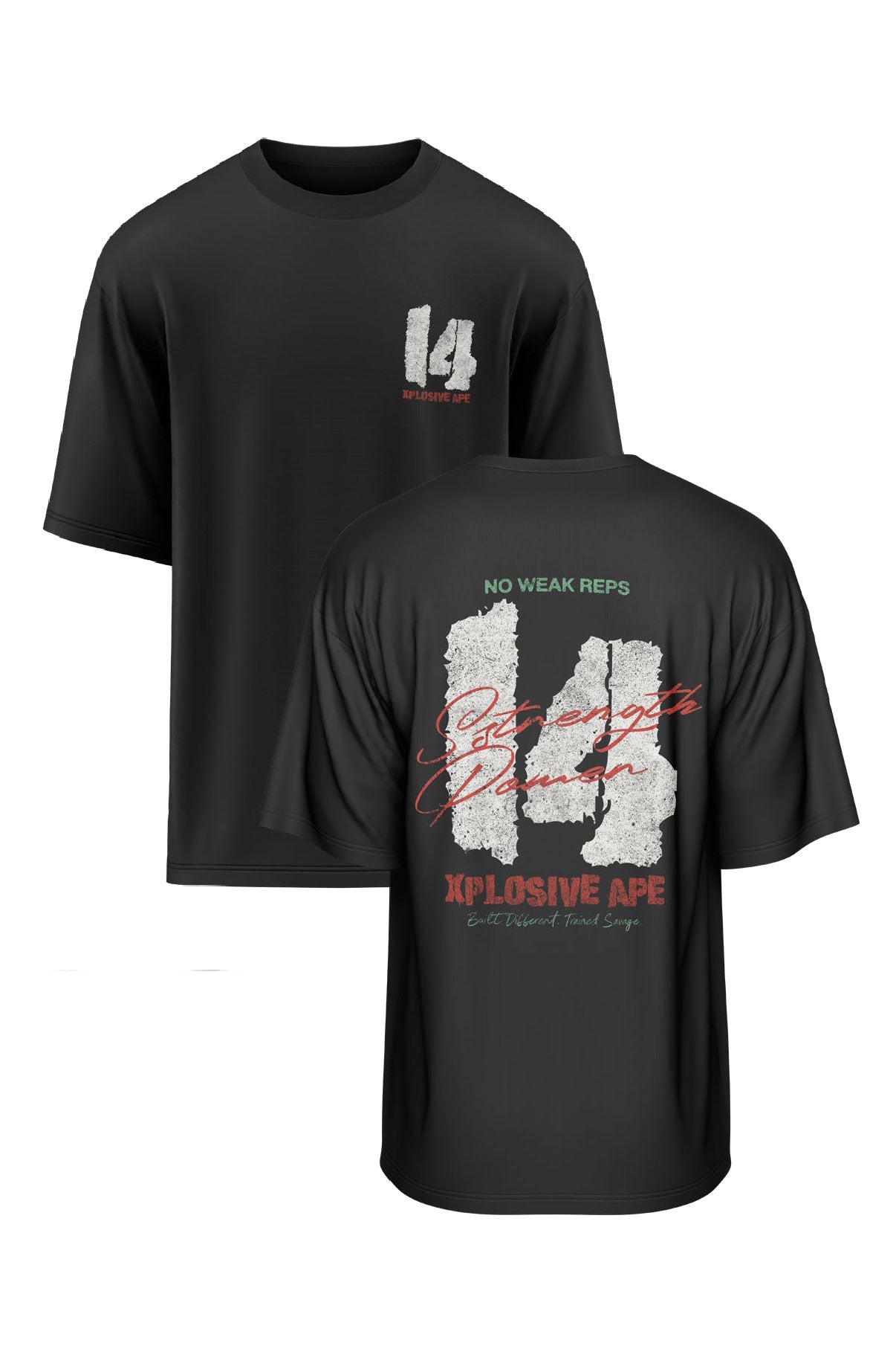 XAPE Strength Built 14 Oversized Tee - Black