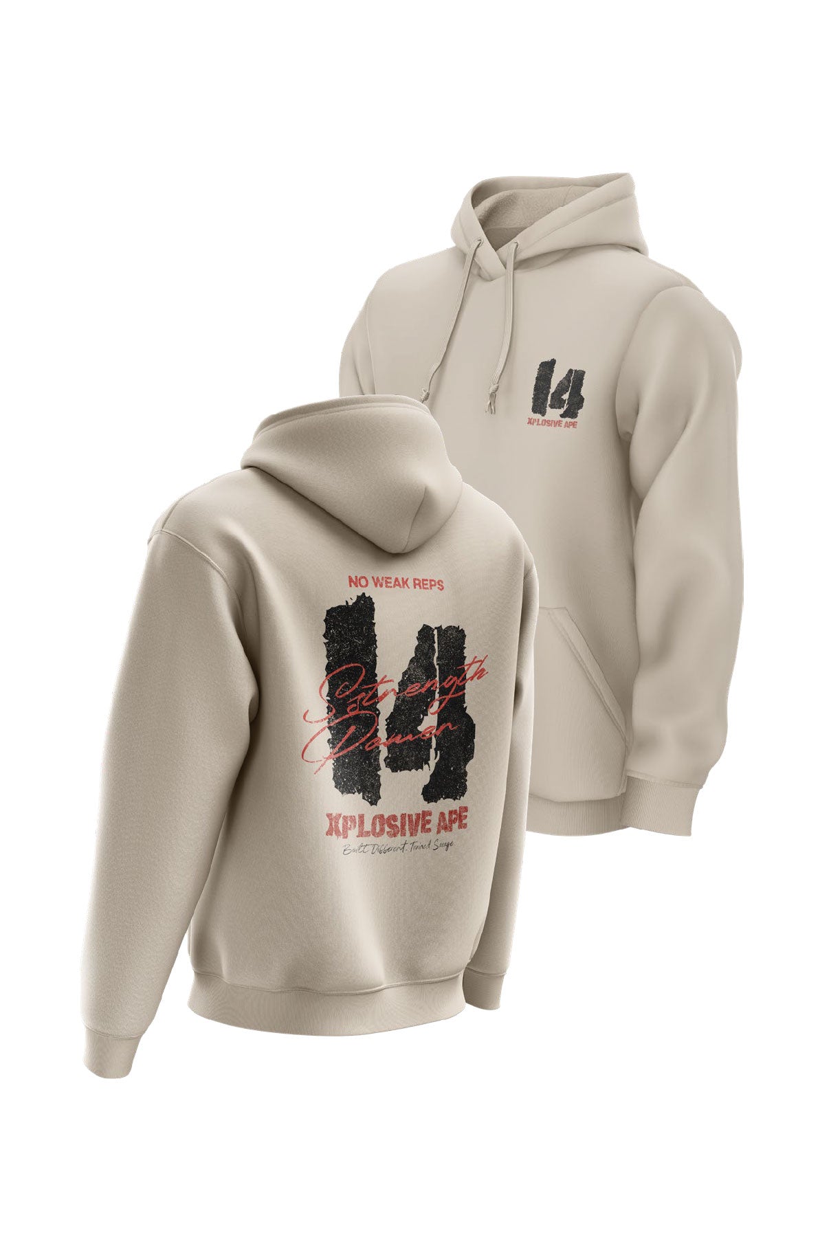 XAPE Strength Built 14 String Hoodie - Sand