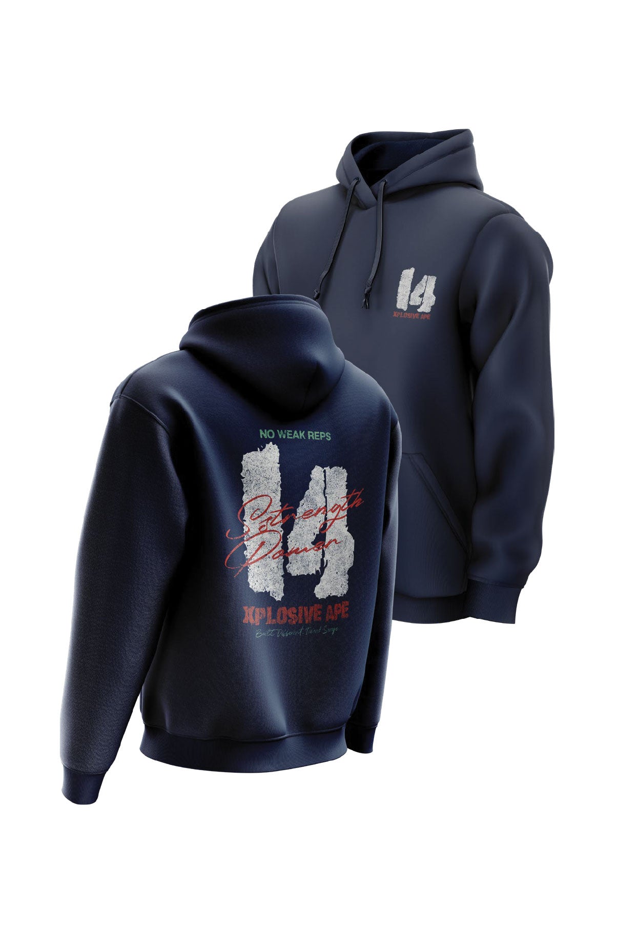 XAPE Strength Built 14 String Hoodie - Navy
