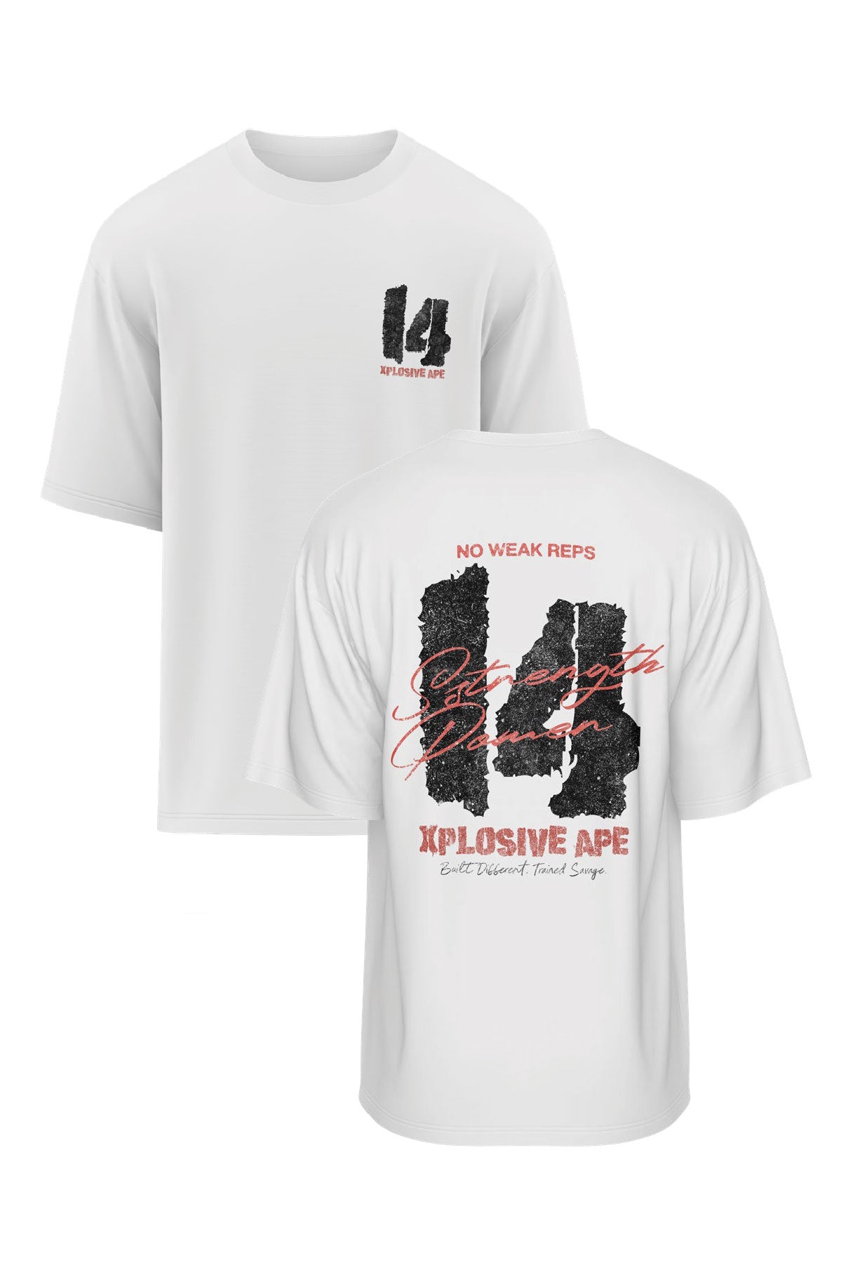 XAPE Strength Built 14 Oversized Tee - White