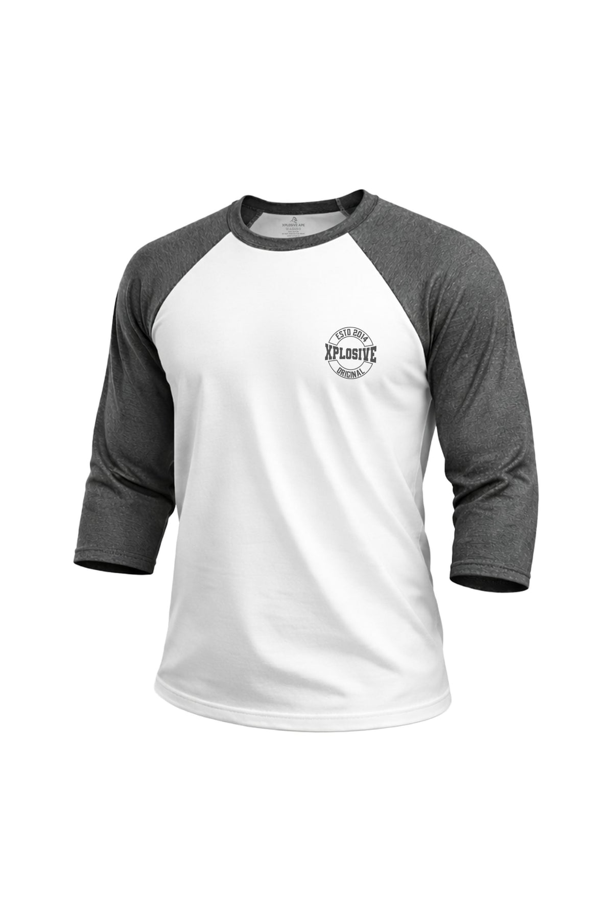XAPE Varsity Prime Raglan 3/4 Sleeve Tee - White/Dark Heather