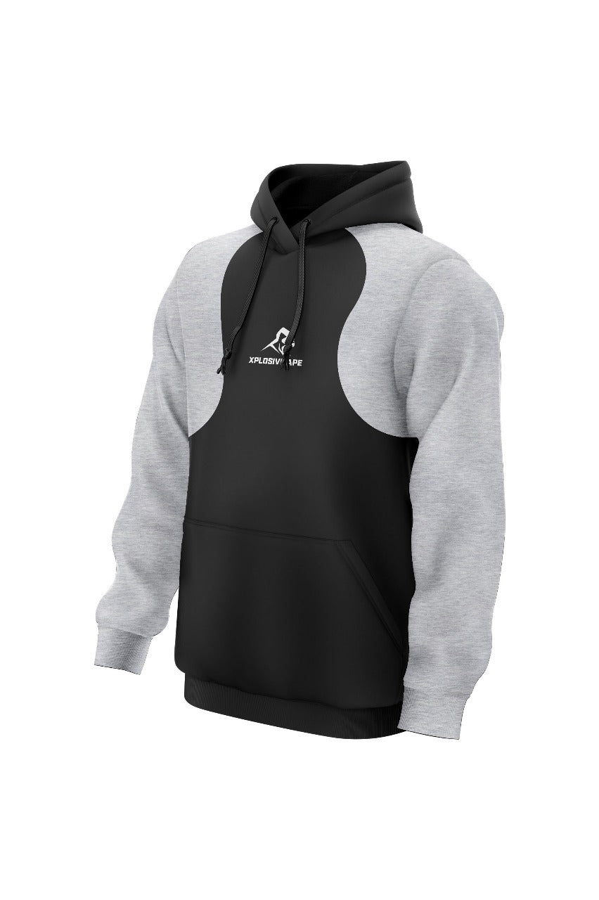 XAPE Greyzone String Hoodie - Black/Sports Grey