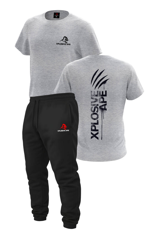 XAPE Claw Tee & Original Logo Joggers Combo - Sports Grey/Black