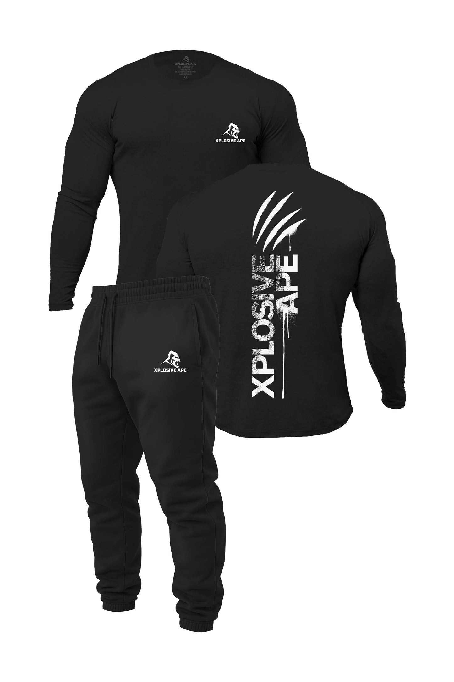 XAPE Claw V2 Long Sleeve Tee & Prime Joggers Combo - Black